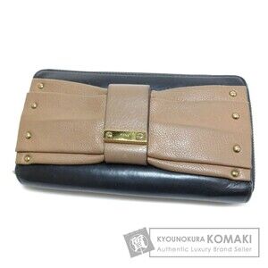 CHLOE Ribbon Motif Long Wallet Leather